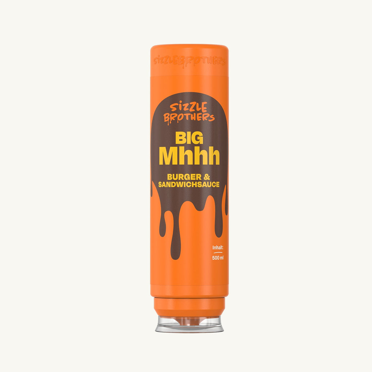 Sizzle Brothers Big Mhhh Burger & Sandwichsauce in der orangefarbenen 500-ml-Kopfstandflasche