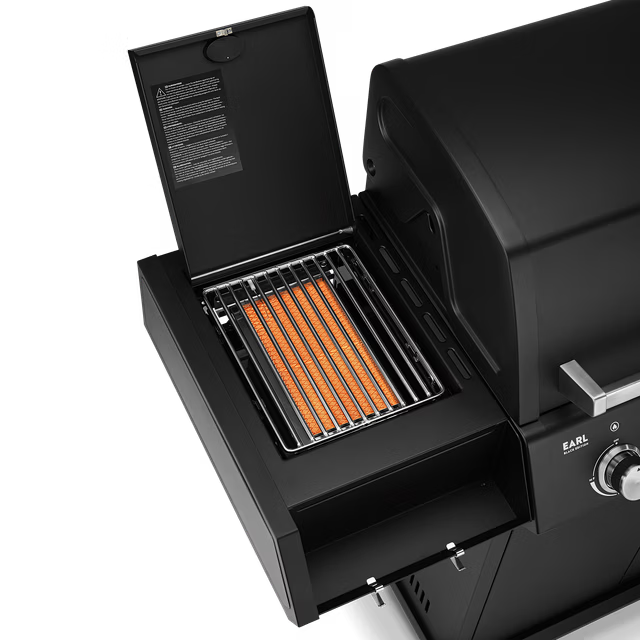 Burnhard Big EARL Premium-Gasgrill 4-Brenner Black mit Edelstahlrosten