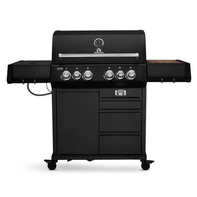 Burnhard Big EARL Premium-Gasgrill 4-Brenner Black mit Edelstahlrosten