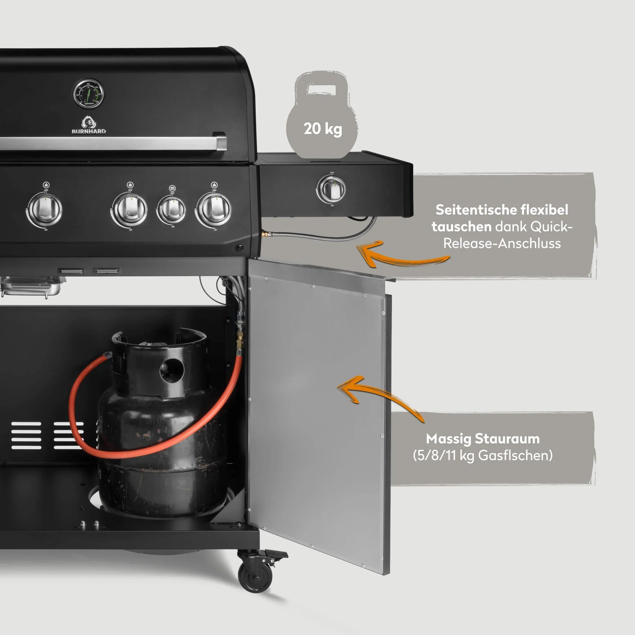 Burnhard Big FRED Deluxe Gasgrill Black Edition 4-Brenner mit Edelstahlrost Series 4