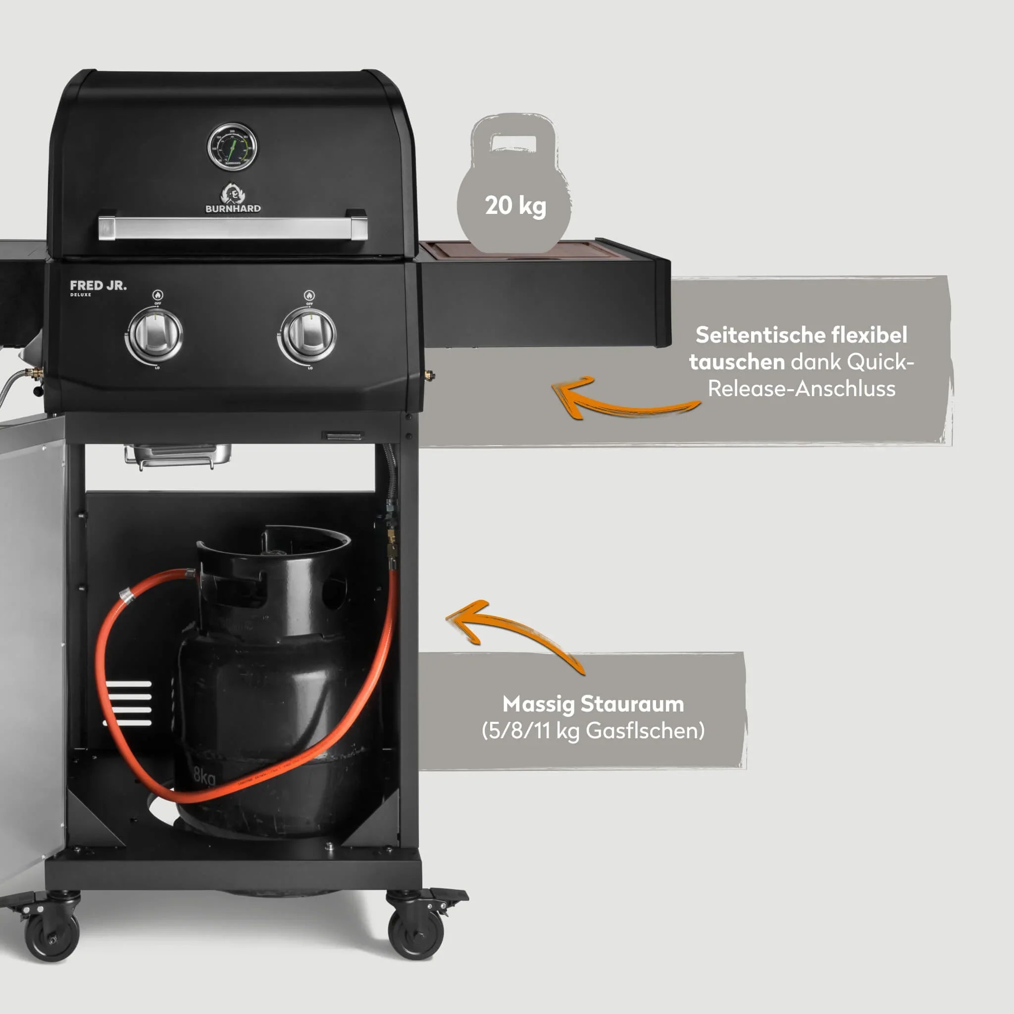 Burnhard FRED Jr. Deluxe Gasgrill Black Edition 2-Brenner mit Edelstahlrost Series 4