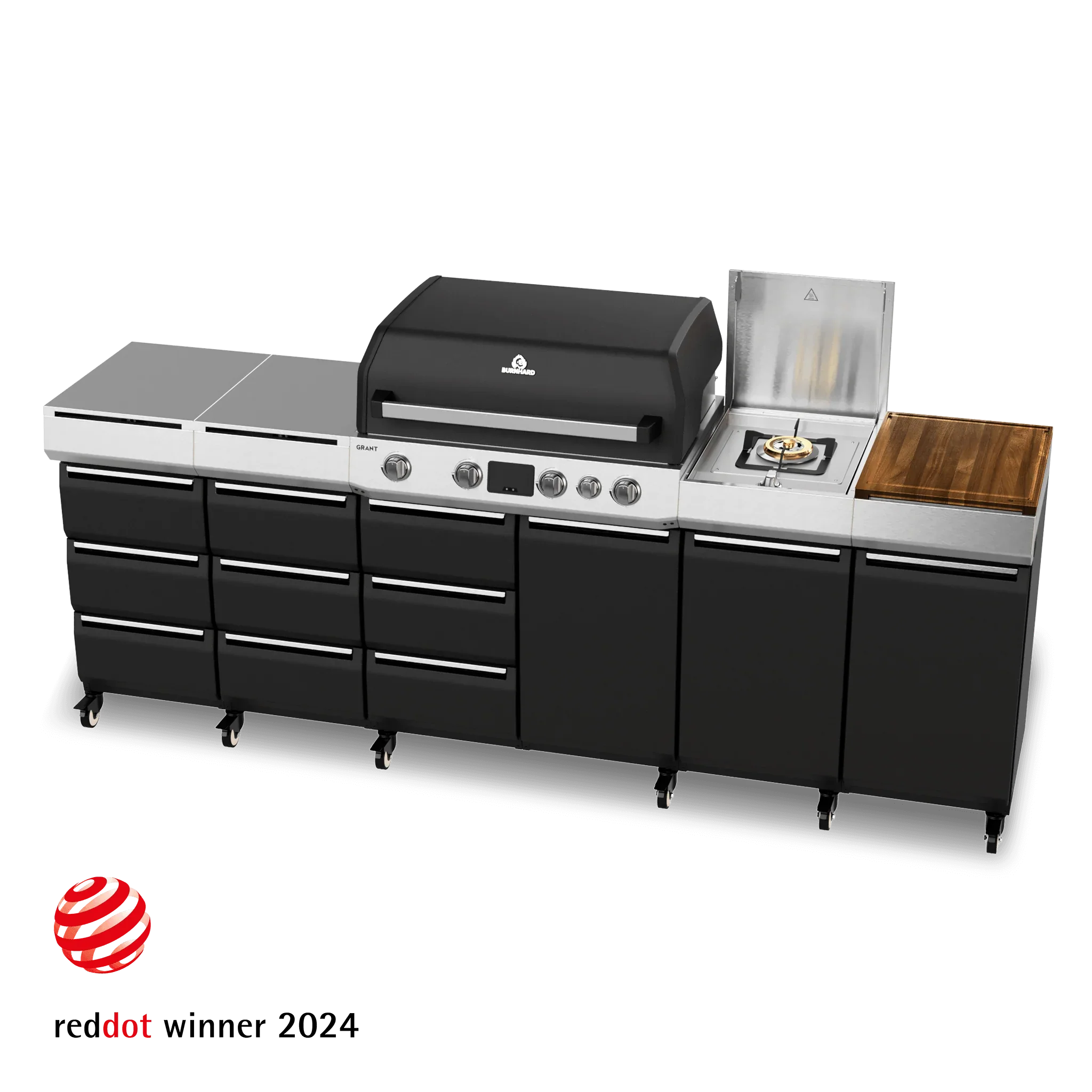 Burnhard GRANT Station - Modularer Gasgrill 4-Brenner mit Schubladen und Edelstahlrost