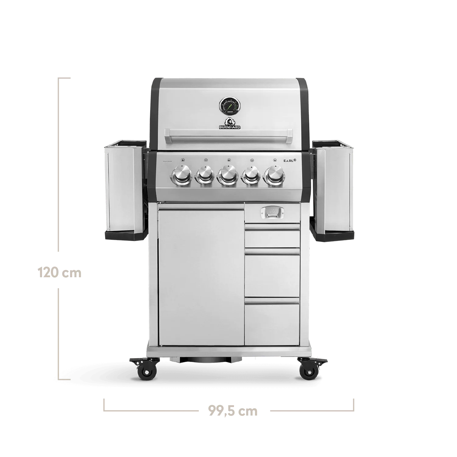 Burnhard EARL Premium-Gasgrill 3-Brenner Edelstahl mit Edelstahlrost
