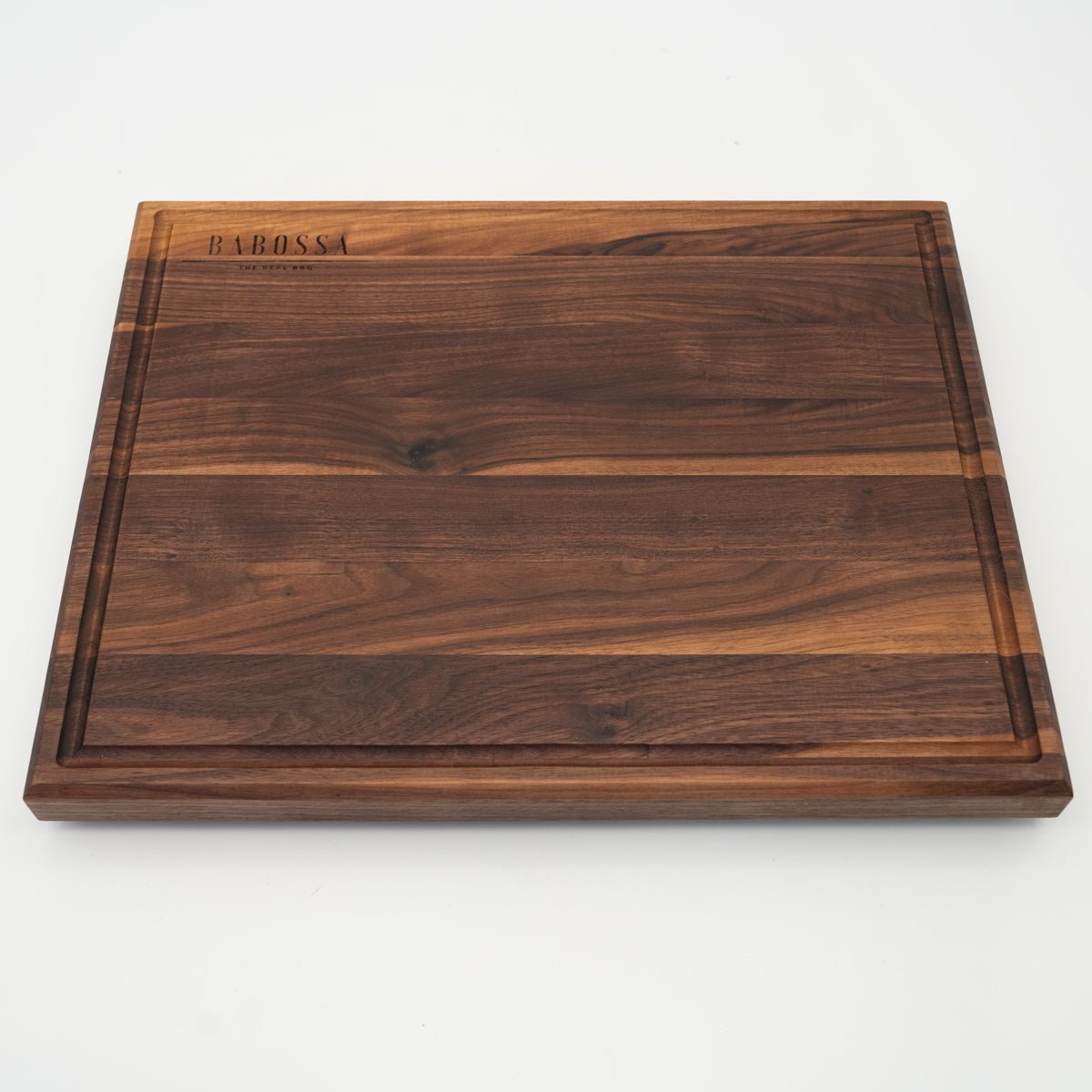 BABOSSA | Nussbaum Schneidebrett L | Naturkante | Saftrille | 44,5x35x4,5 cm - BABOSSABABOSSA | Nussbaum Schneidebrett L | Naturkante | Saftrille | 44,5x35x4,5 cmHolzbrettBABOSSABABOSSA