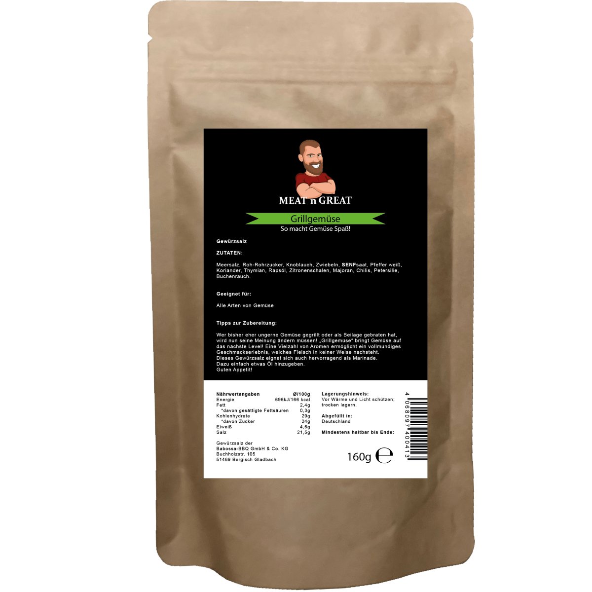 Grillgemüse | Nachfüllbeutel | 160 g - BABOSSAGrillgemüse | Nachfüllbeutel | 160 gGewürzMeat 'n' GreatBABOSSA
