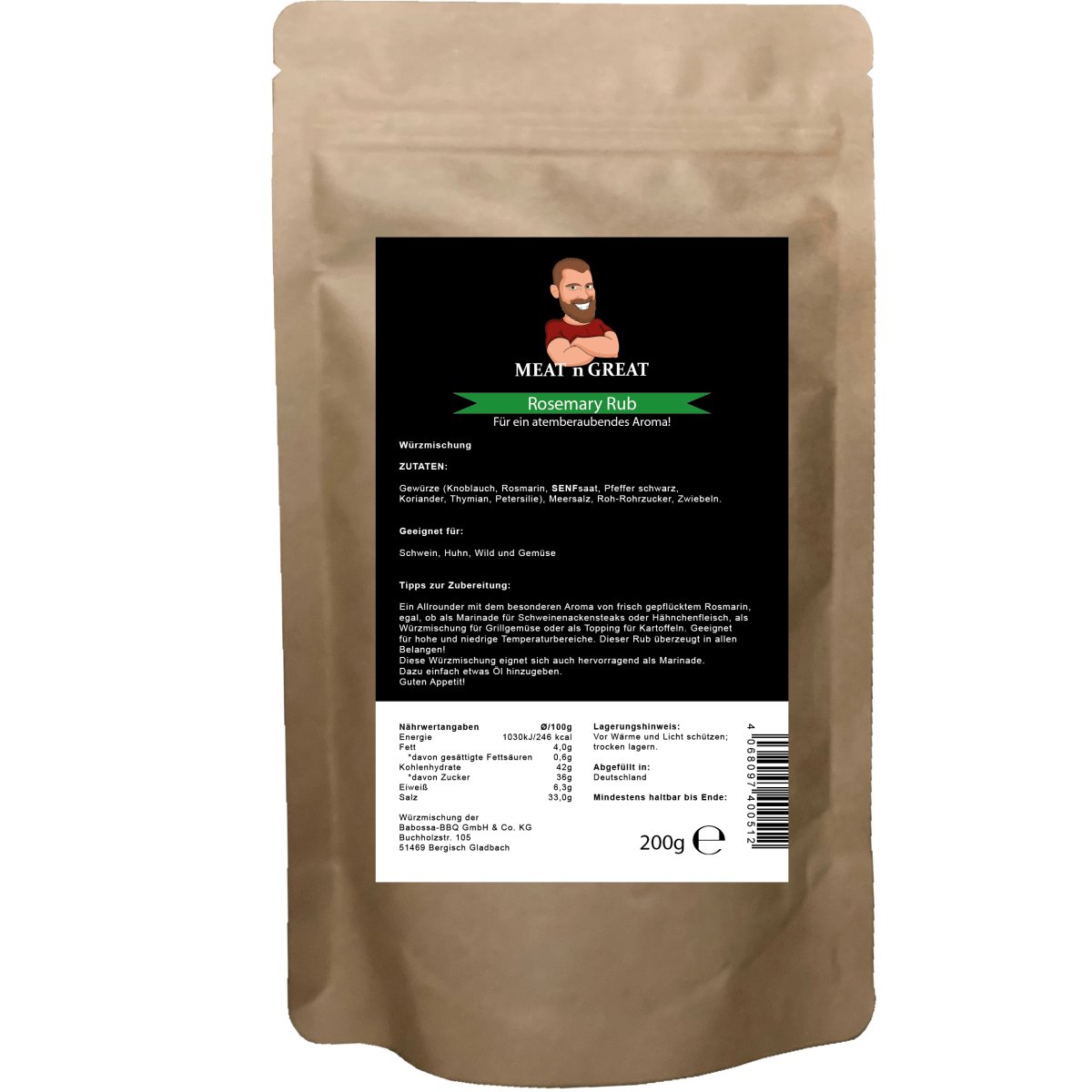 Rosemary Rub | Nachfüllbeutel | 200 g - BABOSSARosemary Rub | Nachfüllbeutel | 200 gGewürzMeat 'n' GreatBABOSSA