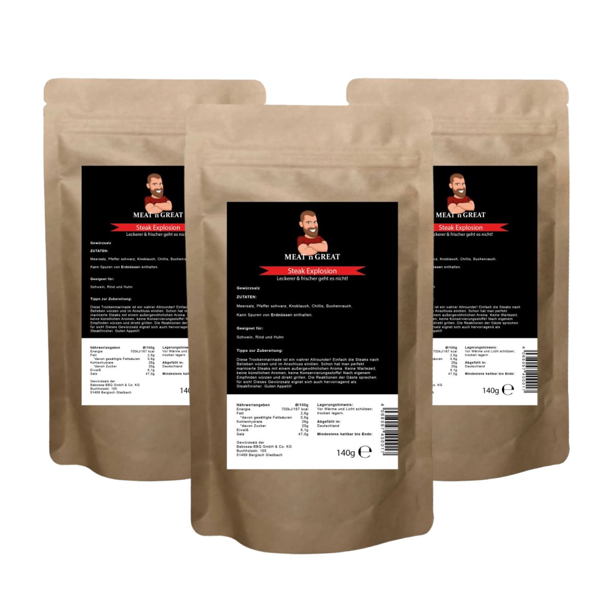 3er Set | Steak Explosion | Nachfüllbeutel - BABOSSA3er Set | Steak Explosion | NachfüllbeutelGewürzMeat 'n' GreatBABOSSA
