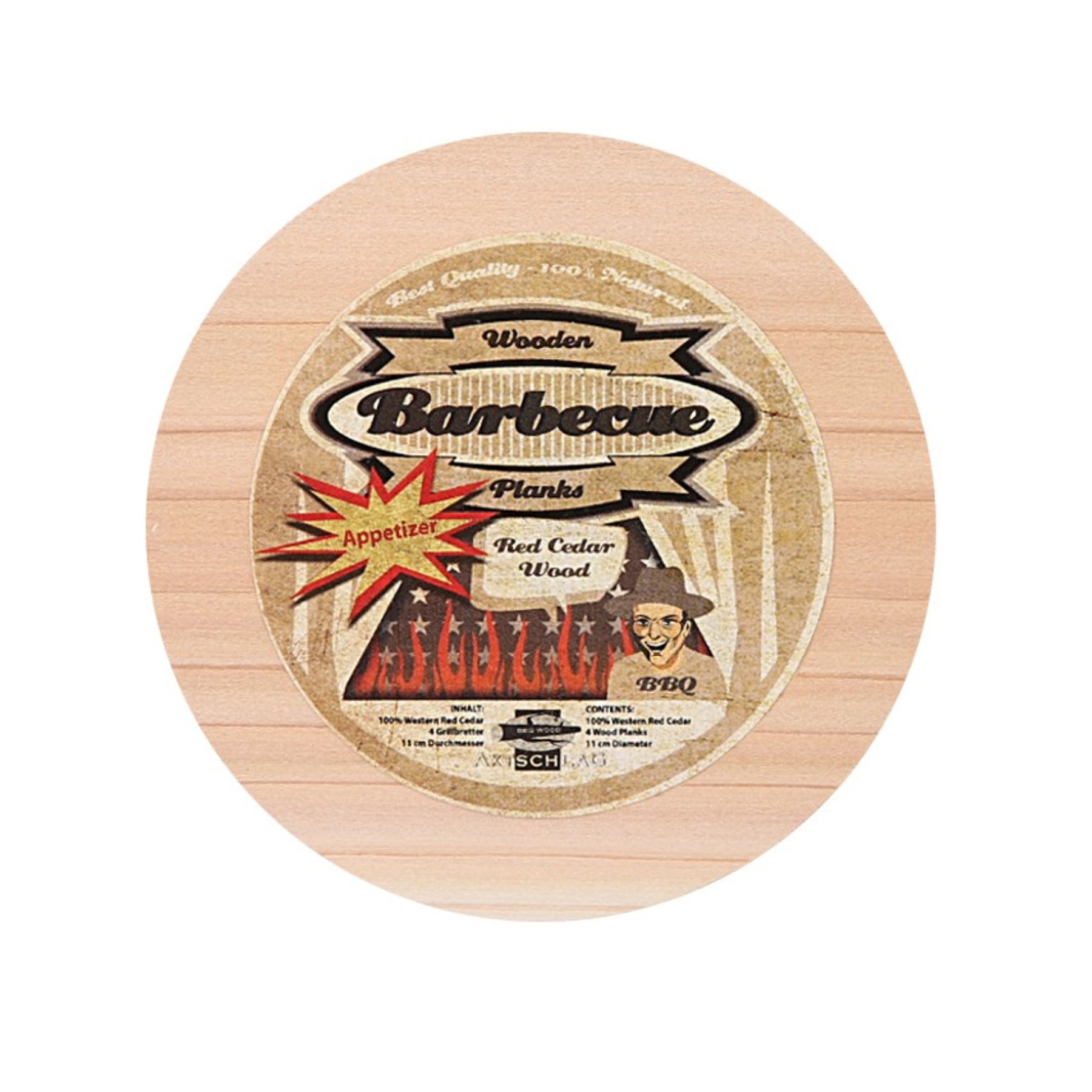 Axtschlag Räucherbretter (Wood Planks) Western Red Cedar Appetizer Plank rund 4er Pack 11cm