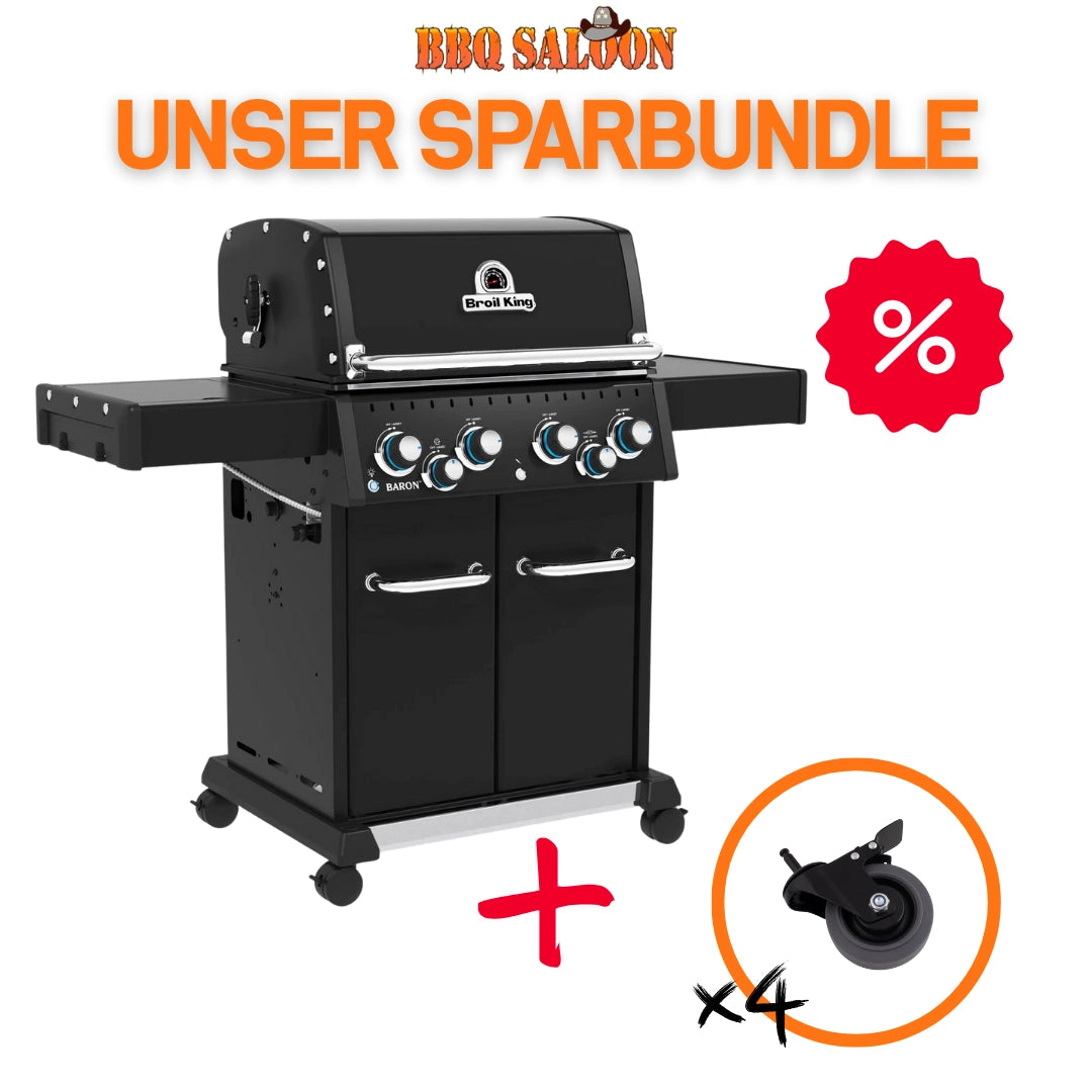 Broil King Baron 490 IR Shadow inkl. Premium Lenkrollen, Drehspieß & Infrarot-Seitenbrenner