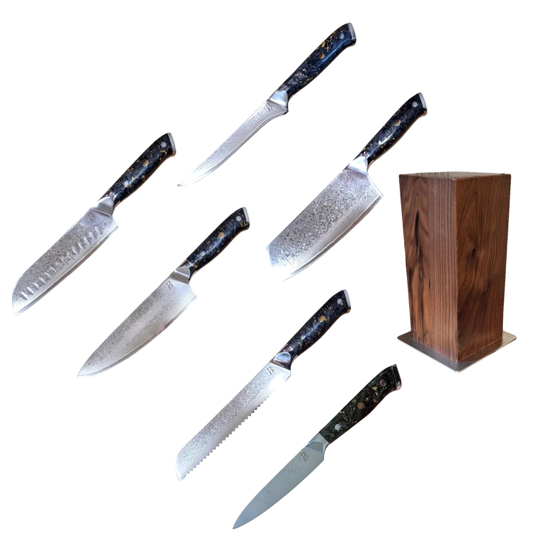 Babossa "Aurum Noir" 6-teiliges Messerset mit Messerblock