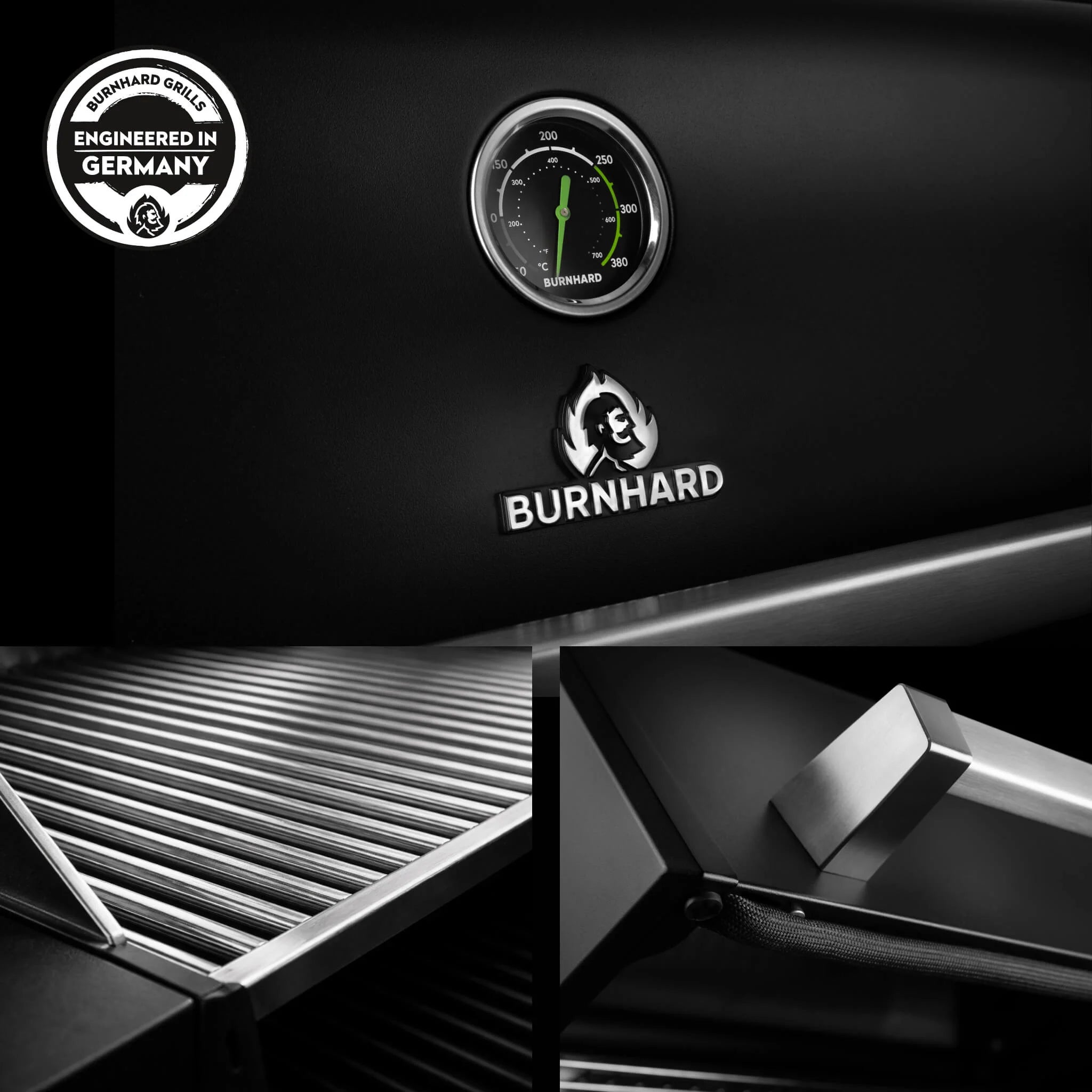 Burnhard FRED Deluxe+ Schwarz mit Edelstahlrosten