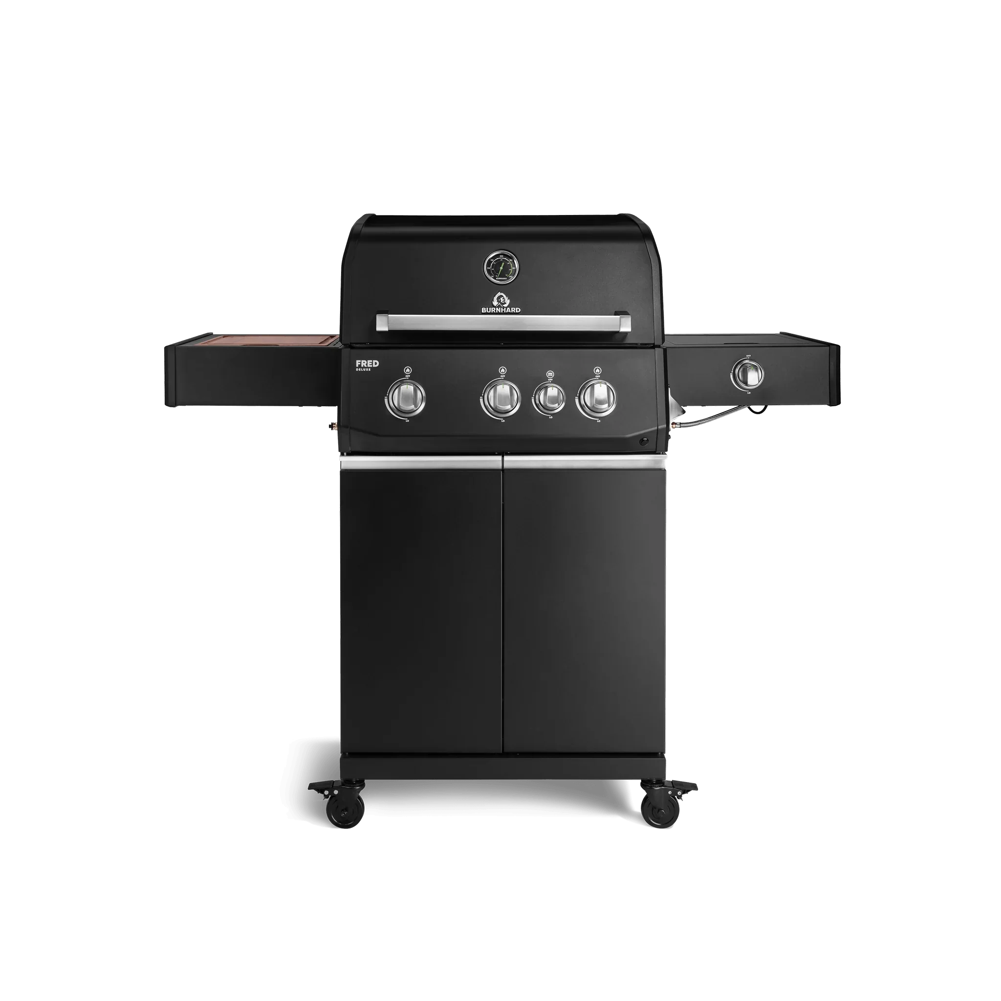 Burnhard FRED Deluxe Gasgrill 3-Brenner Black Edition mit Gusseisenrost Series 4