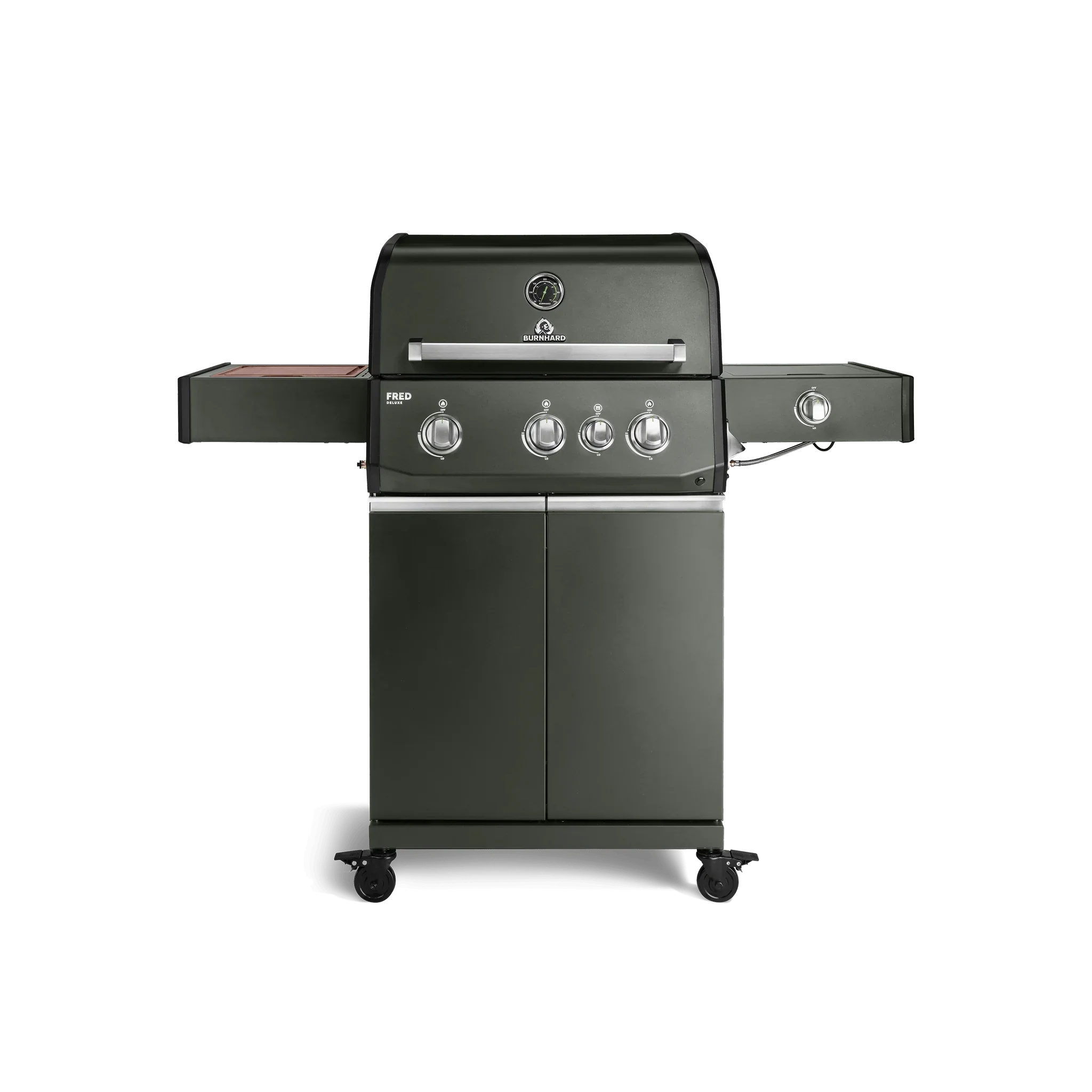 Burnhard FRED Deluxe Gasgrill 3-Brenner Green Edition mit Gusseisenrost Series 4