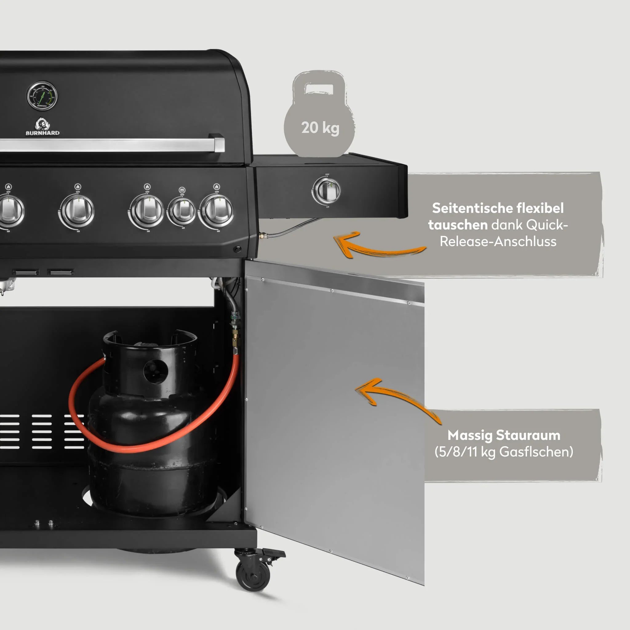 Burnhard Fat FRED Deluxe Gasgrill Black Edition 6-Brenner mit Edelstahlrost (Series 4)