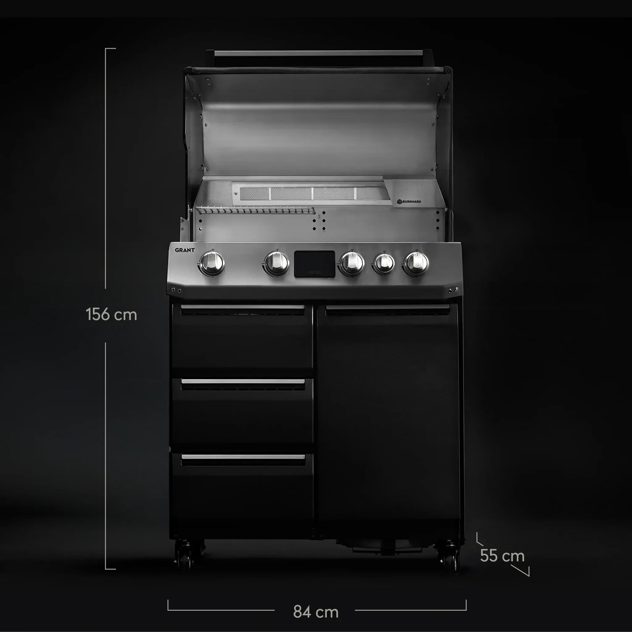 Burnhard GRANT Base - Modularer Gasgrill 4-Brenner mit Schubladen und Gusseisenrost