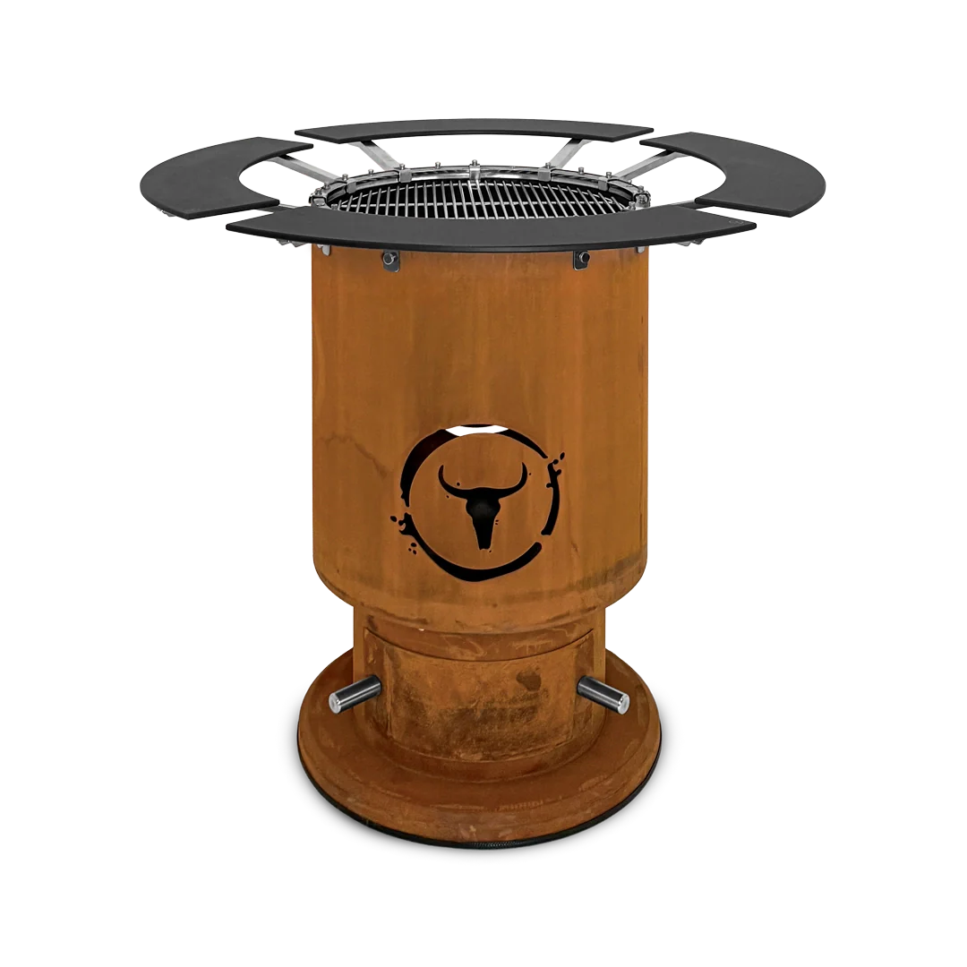 Moesta Bandit 2.0 corten - inkl. Grillrost + 4 Ablagen oben schwarz