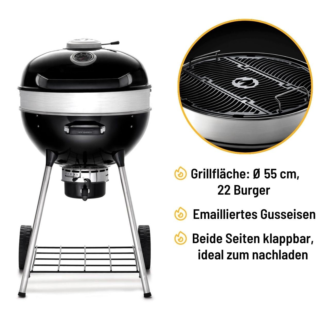 Napoleon PRO Holzkohle Kugelgrill, Ø 57 cm - Grillstar.deNapoleon PRO Holzkohle Kugelgrill, Ø 57 cmNapoleonGrillstar.dePRO22K - LEG - 30629162147011
