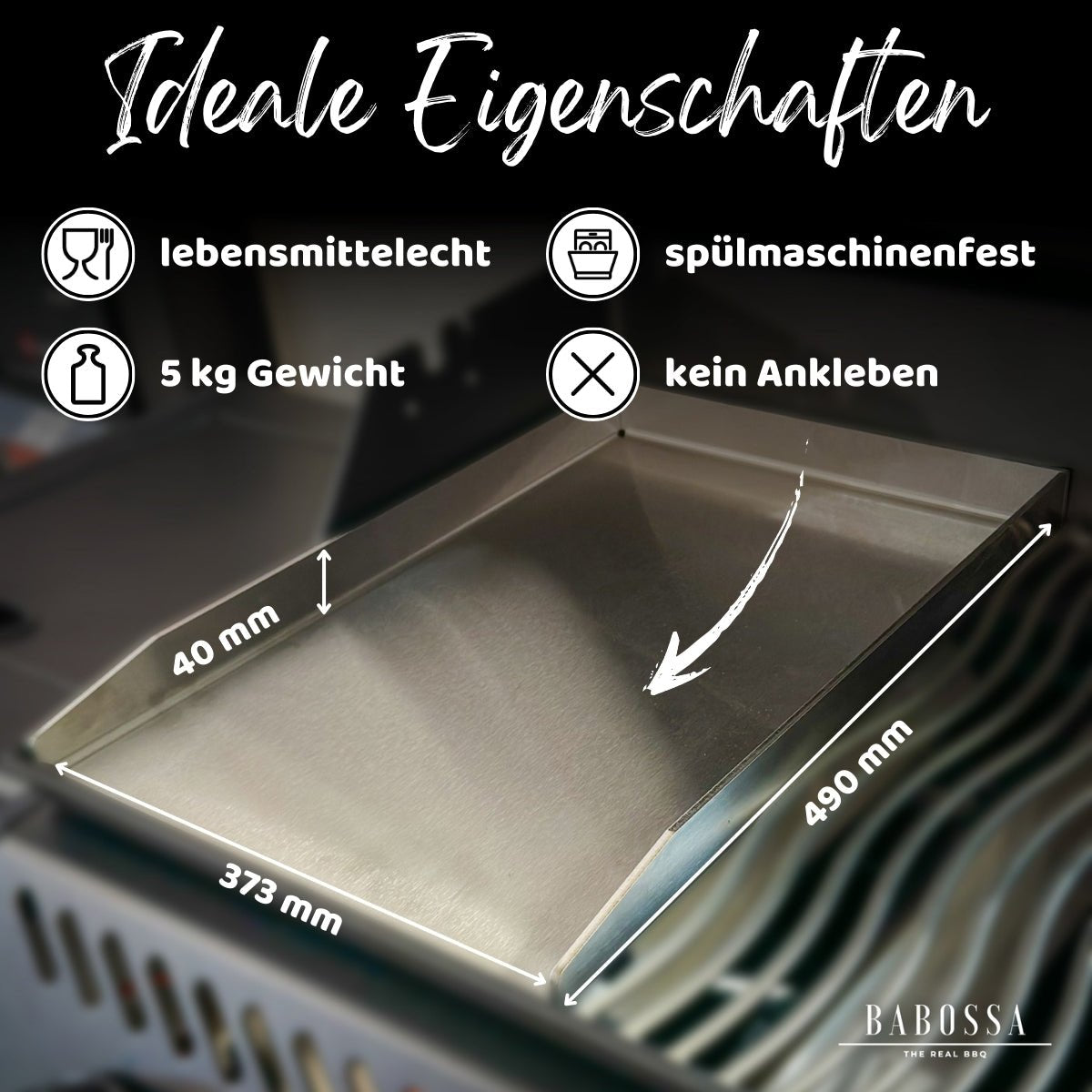 Plancha | Grillplatte | Edelstahl V2A | Bull Steer, Angus, Brahma, Diablo & 7Burner | 48,5 x 37,5cm - BABOSSAPlancha | Grillplatte | Edelstahl V2A | Bull Steer, Angus, Brahma, Diablo & 7Burner | 48,5 x 37,5cmPlanchaBull SteerBABOSSA