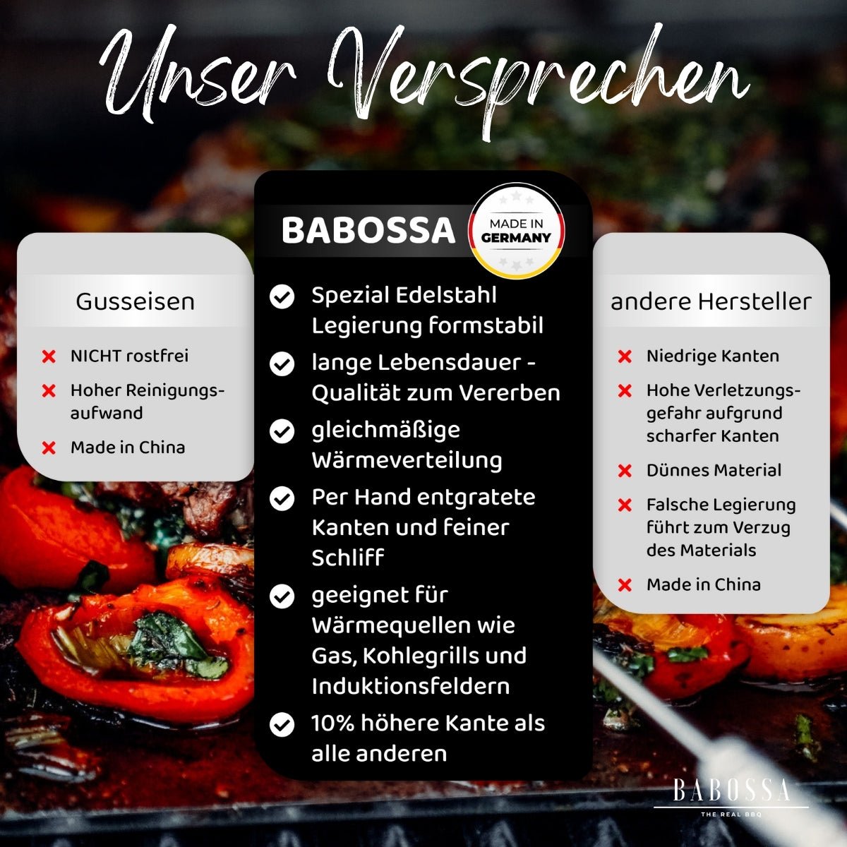 Plancha | Grillplatte | V2A Edelstahl | Rösle Vario Edition | 23,5x44,5cm - BABOSSAPlancha | Grillplatte | V2A Edelstahl | Rösle Vario Edition | 23,5x44,5cmPlanchaRösleBABOSSA