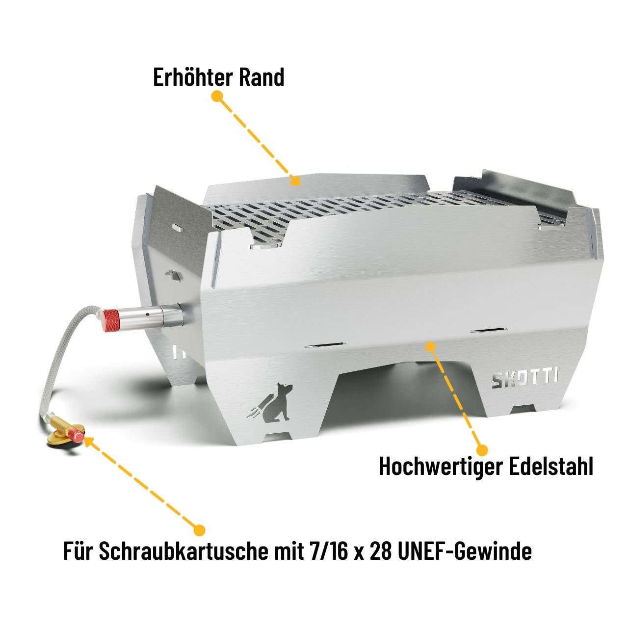 Skotti Grill 2.0, transportabler & klappbarer Campinggrill, 2,5 kW Leistung - Grillstar.deSkotti Grill 2.0, transportabler & klappbarer Campinggrill, 2,5 kW LeistungSkottiGrillstar.de