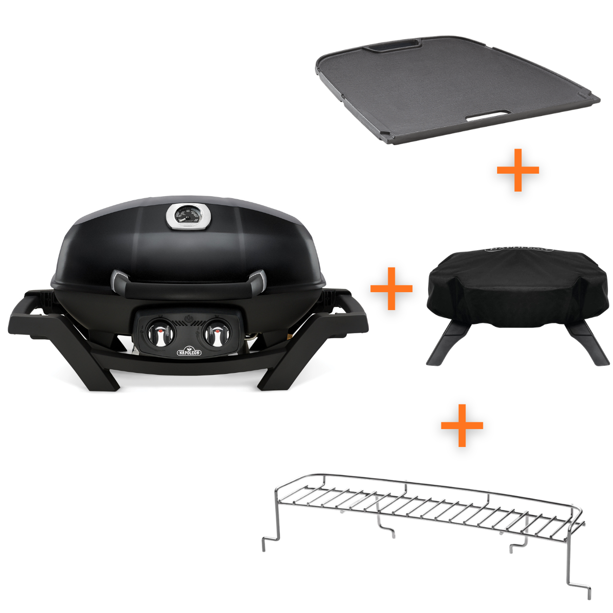 Napoleon TravelQ PRO285 inkl. Gussplatte, Abdeckhaube und Warmhalterost