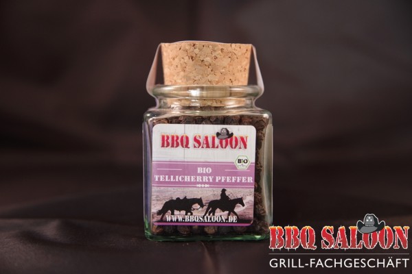Bio Tellicherry Pfeffer BBQ Saloon 50gr Korkenglas